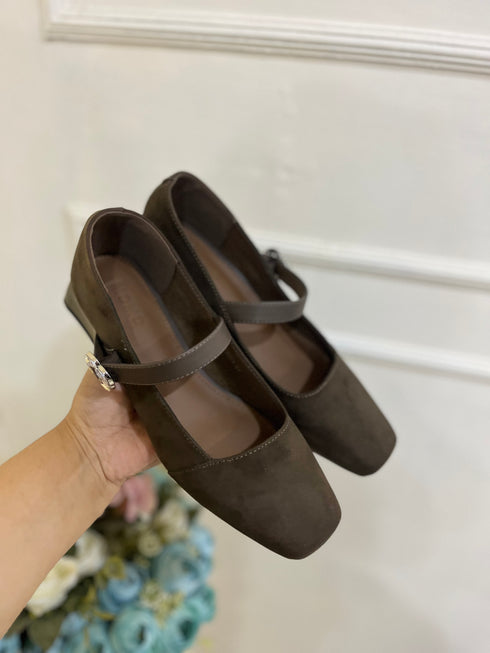Ladies Casual Close Toe Buckle Low Block Heel